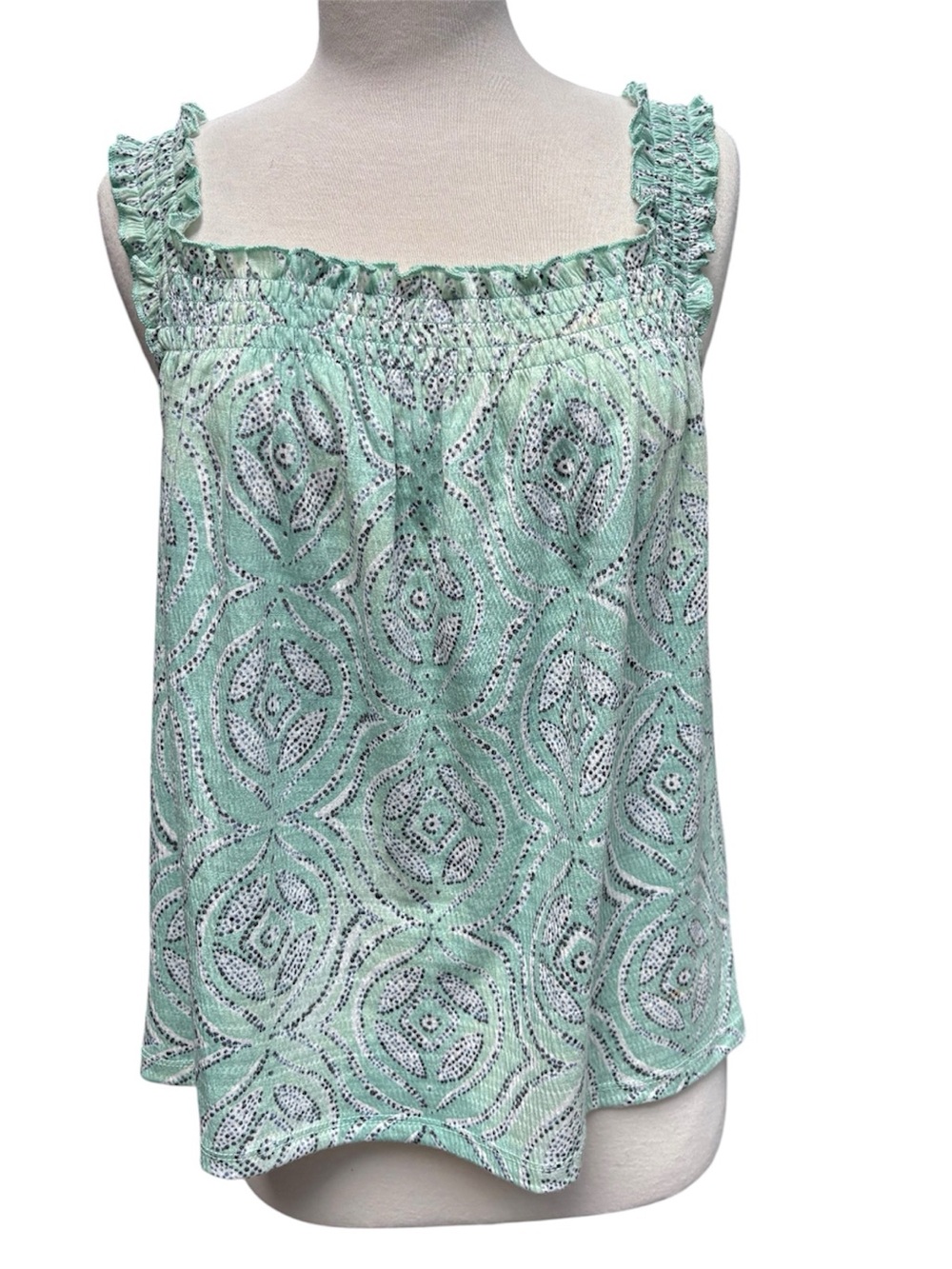 Lauren Conrad Mint Green Smocked Strap Feminine Tank Top